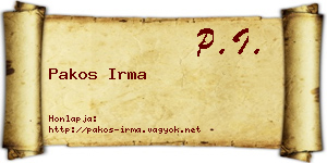 Pakos Irma névjegykártya
